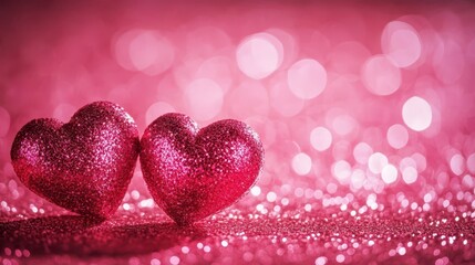 Wall Mural - Valentines Shiny Pink Glitter Background With Defocused Abstract Lights