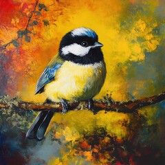 Wall Mural - a bird sits peacefully on a branch, surrounded by greenery