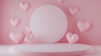 Wall Mural - pink background with hearts