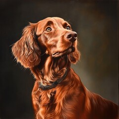 Wall Mural - A portrait of a brown dog wearing a collar, suitable for pet-related uses