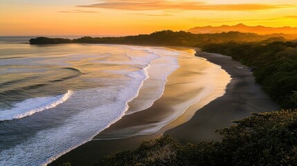 Wall Mural - A serene beach scene at sunset with gentle waves