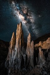 Wall Mural - A photo of the Milky Way shining brightly in the night sky, a celestial wonder