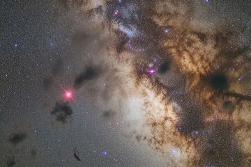 Wall Mural - a big star shines brightly in the dark night sky, with no moon or other celestial bodies visible