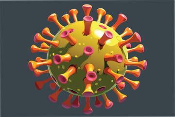 Poster - hmpv virus hmpv virus 3D render realistic microscopic close up scientific detailed clipart vector