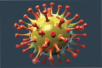 Poster - hmpv virus hmpv virus 3D render realistic microscopic close up scientific detailed clipart vector