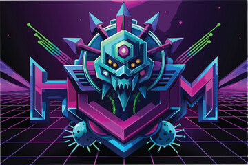 Poster - hmpv virus hmpv virus 3D digital art cyberpunk neon glitch abstract biomechanical clipart vector