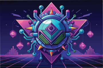 Poster - hmpv virus hmpv virus 3D digital art cyberpunk neon glitch abstract biomechanical clipart vector