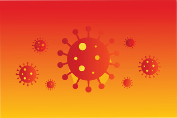 Leinwandbilder - smooth gradient background transitioning from deep red to bright orange overlaid with subtle silhouettes of hmpv virus particles for modern look clipart vector