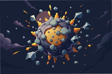 Fototapete - dramatic 3D composition of hmpv virus particles breaking apart revealing luminous core surrounded by dark swirling cloud clipart vector