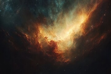 Wall Mural - Fiery Nebula in Deep Space