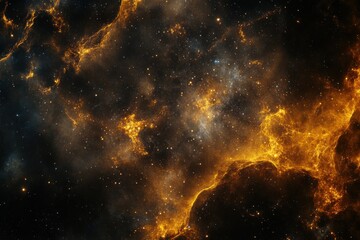 Wall Mural - Cosmic Nebula: A fiery spectacle of gold and dark space.