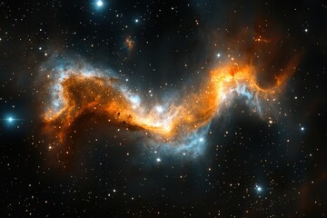 Wall Mural - Cosmic Dance: Nebula in vibrant orange and blue hues.