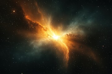 Wall Mural - Cosmic Collision: A fiery nebula explodes in a vibrant display of orange and teal.