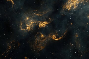 Canvas Print - Cosmic Nebula: A mesmerizing swirl of gold and dark space.