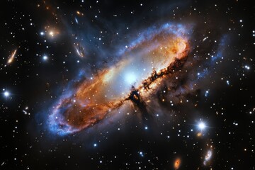 Wall Mural - Cosmic Dance: A mesmerizing nebula in vibrant hues of orange, blue, and white.