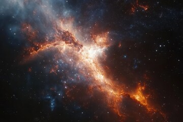 Wall Mural - Fiery Nebula in Deep Space