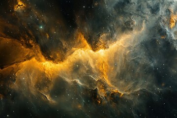 Wall Mural - Cosmic Nebula in Golden Hues