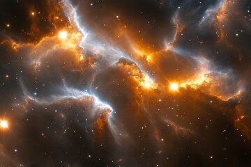 Wall Mural - Cosmic Nebula: Fiery orange and white hues dance across the dark expanse of space.