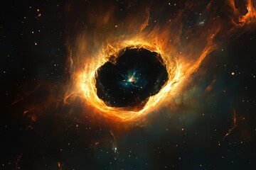 Wall Mural - Fiery cosmic ring ablaze in deep space.