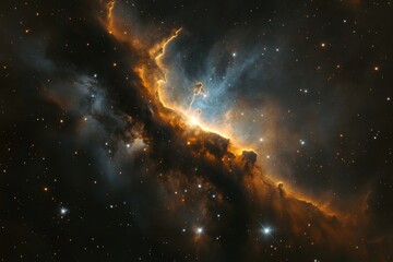 Wall Mural - Cosmic wonder: A vibrant nebula shines brightly against a backdrop of countless stars.