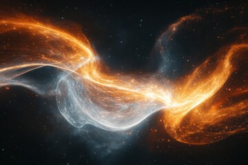 Wall Mural - Cosmic Dance:  Fiery orange and cool blue nebulae swirl in a mesmerizing cosmic ballet.