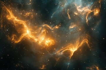 Wall Mural - Cosmic Nebula: Fiery Orange and Teal Hues