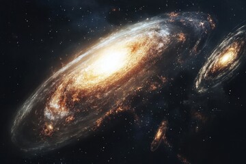 Wall Mural - Cosmic Dance: Two galaxies collide in a breathtaking display of light and energy.