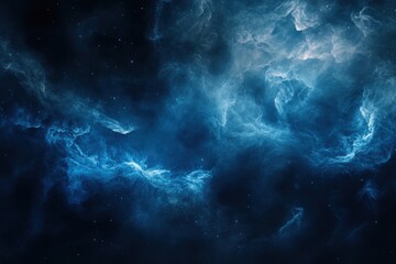 Wall Mural - Deep space nebula in shades of blue and dark cosmic background.