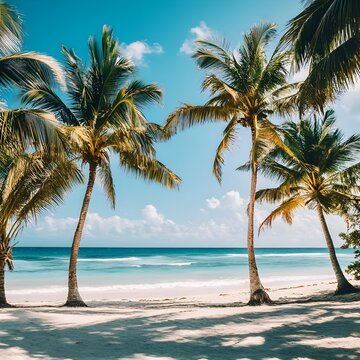 Palmen im Sommer an einem Strand in Mexiko