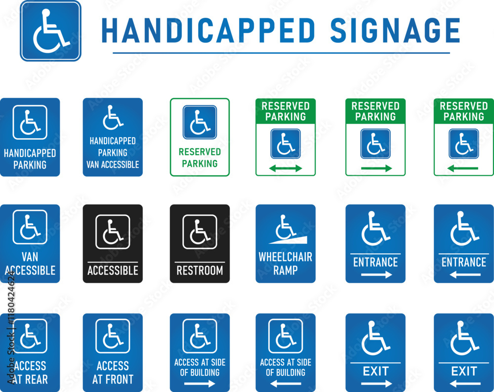 Handicapped Signage, disability signs, wheelchair sign, ADA compliant ...