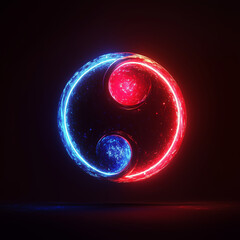 Wall Mural - Neon Yin Yang Sphere Abstract Art Design