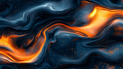 Wall Mural - abstract swirling nebula orange blue hues