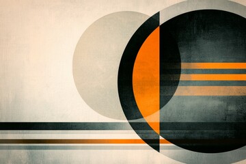 Wall Mural - the image is a collage of circles and stripes, with a focus on the orange
