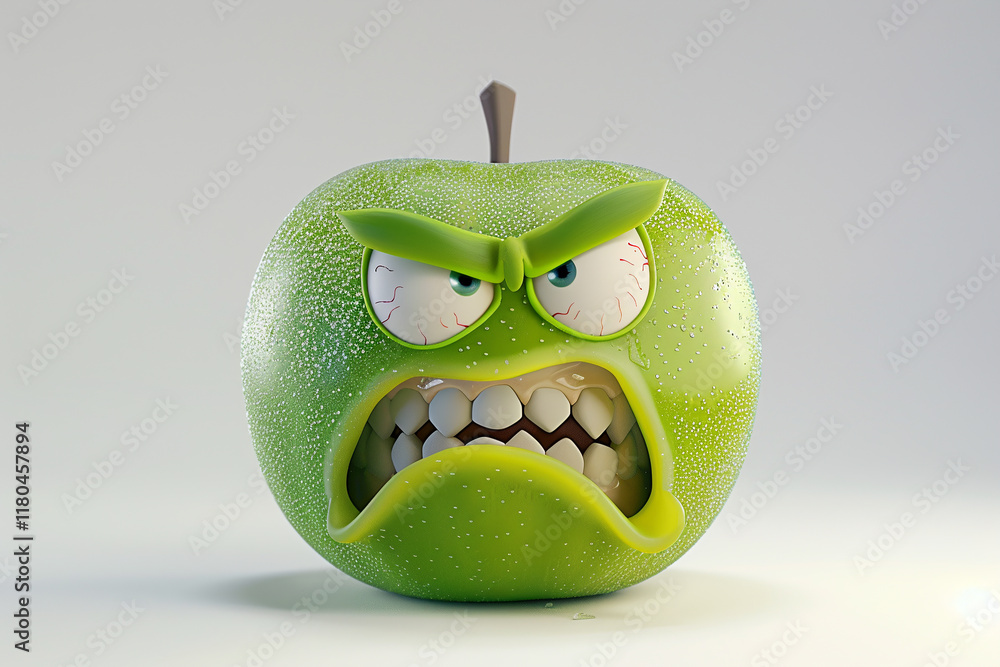Crazy apple with evil smile mascot for logo, business, sticker, Angry ...