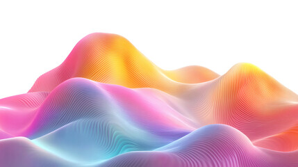 Wall Mural - A abstract rainbow colour 3d sand dunes isolated on white background