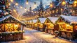 © Nopparat - Vintage Christmas Market Scene: Festive Decorations & Warm Lights