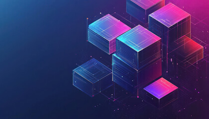 An Abstract modular technology design with scalable elements in vibrant colors