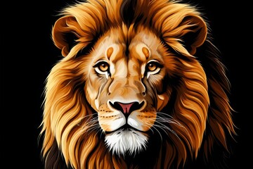 Wall Mural - painting of a lion with a black background