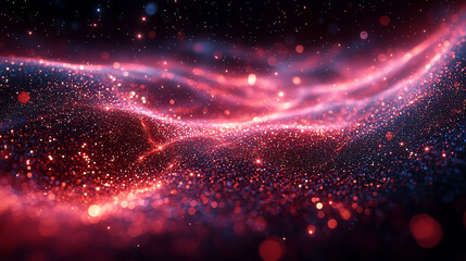 Wall Mural - Sparkling Red And Blue Glitter Waves Abstract Background