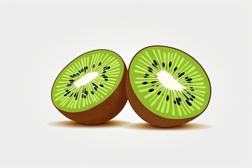 Wall Mural - there are two pieces of kiwi fruit on a white surface