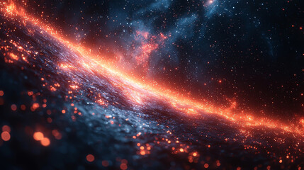 Wall Mural - Fiery Celestial Horizon Embraces Starry Cosmos