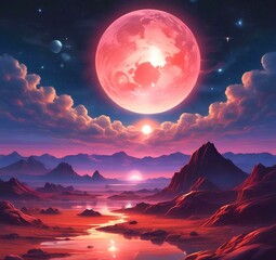 Illustration of outer planet with starry galaxy.