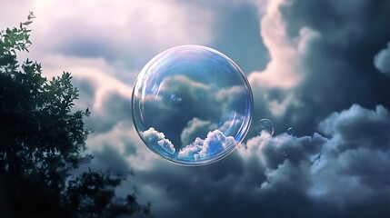 Canvas Print - Surreal Bubble Floating in Dreamy Sky: A Fantasy Landscape