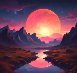 illustration of outer planet with starry galaxy.