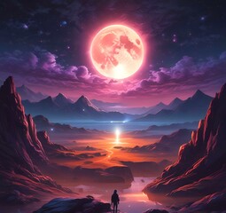 Illustration of outer planet with starry galaxy.