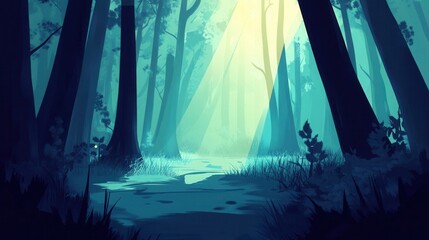 Wall Mural - Serene Forest Stream Sunlight Through Trees