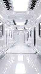 Wall Mural - Futuristic White Train Car Interior Design