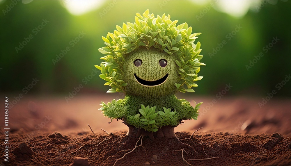 Generated image. Small tree smiling. One million trees movement Stock ...