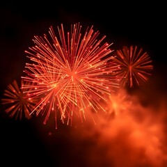 image of fireworks exploding on black background generative ai