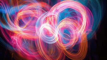 Poster - Abstract Colorful Light Trails in Motion Creating Beautiful Swirling Patterns and Vibrant Background Effects
